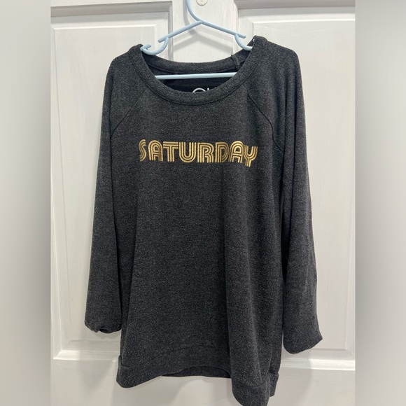 CHASER Saturday Cozy Gray & Gold Sweatshirt SIZE 8 Girls Pre Loved - Picture 1 of 8